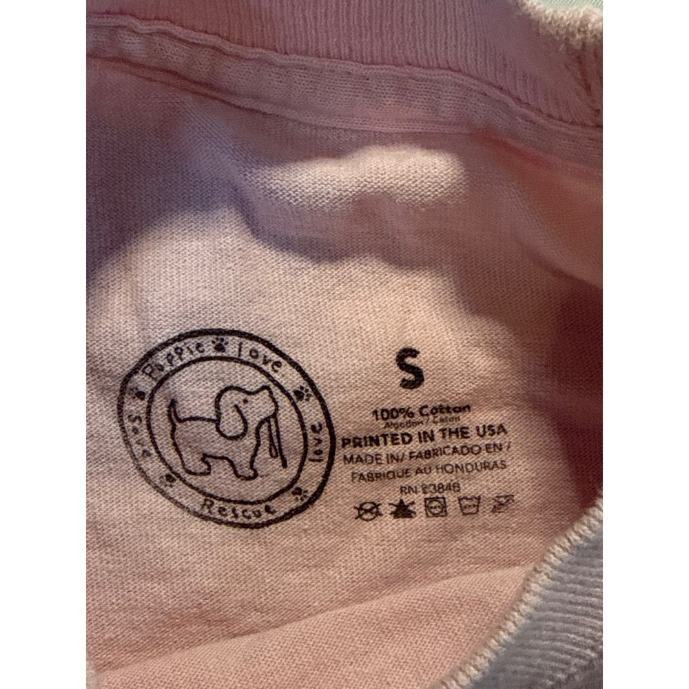 Puppie Love Rescue Graphic Long Sleeve Tee Pink Small Cotton Dog Logo Shirt - Picture 3 of 6